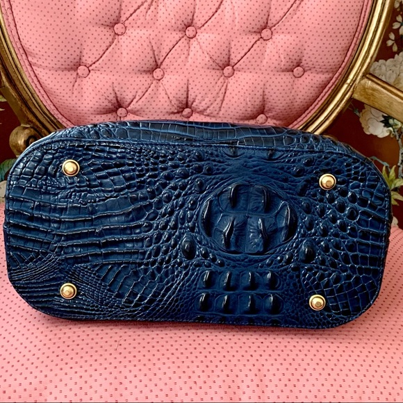 Brahmin large Amelia Navy Blue Melbourne Bucket leather Bag! - Picture 3 of 8